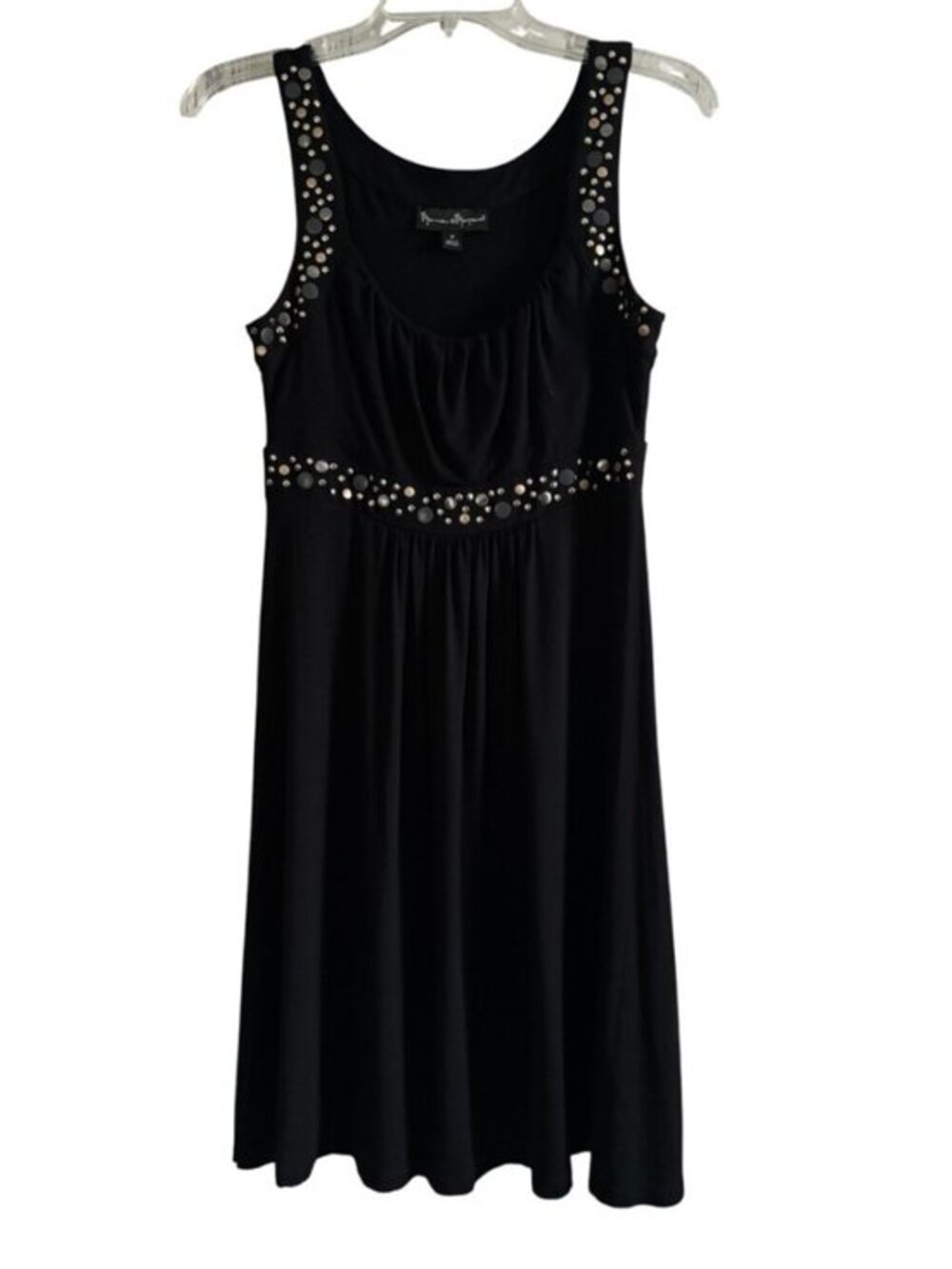 Mercer & Madison Black Elegant Comfortable Stretch Rayon Rivet Dress Medium